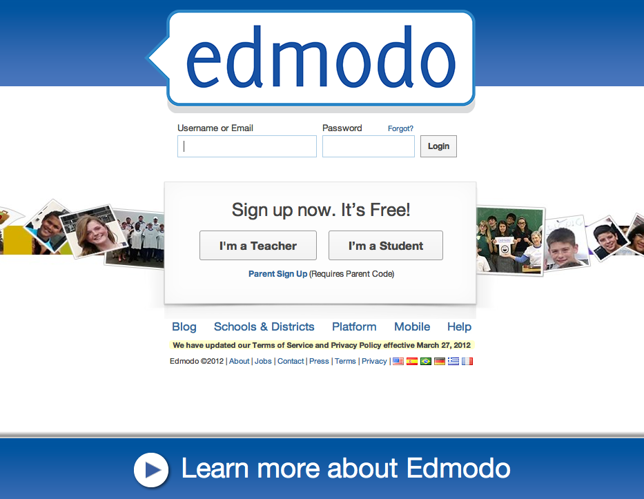 edmodo logon user login screen on ipad edmodo app